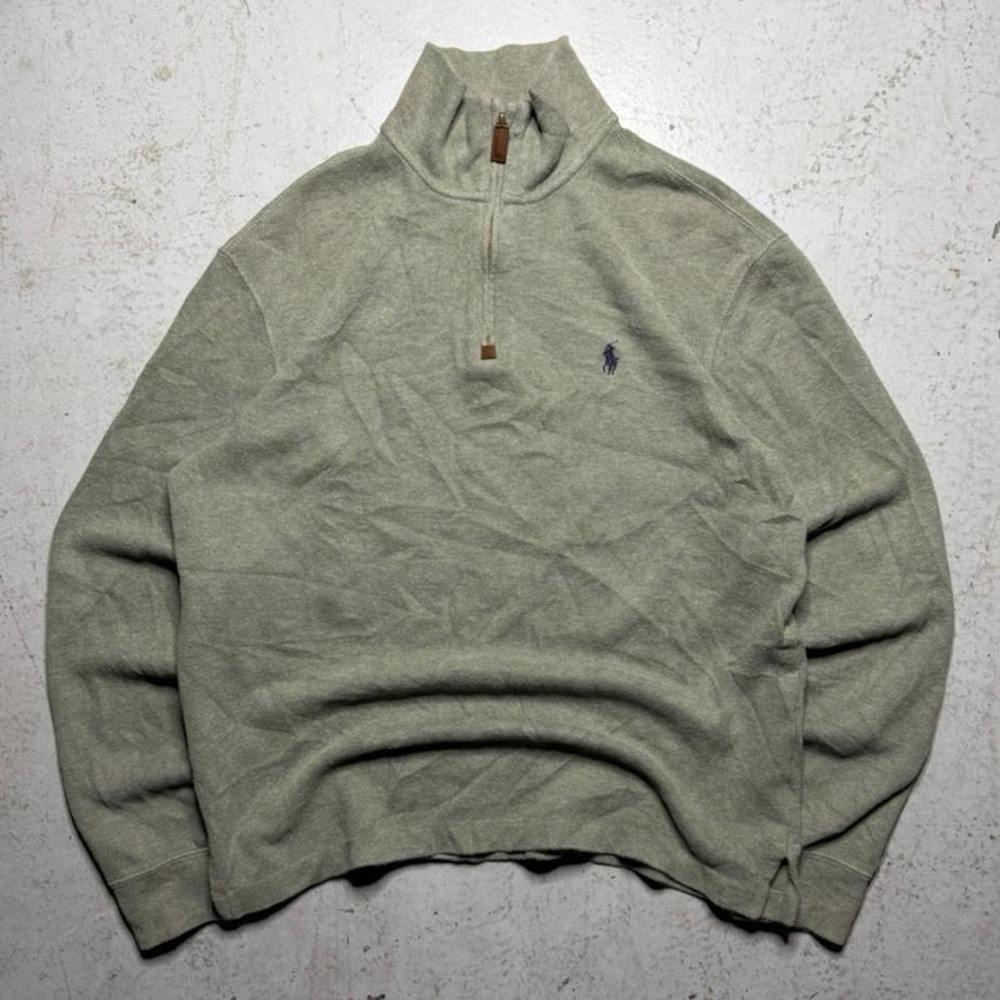 vintage polo ralph lauren quarter zip knit sweater - Picture 1 of 7